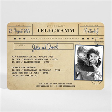 Hochzeitseinladung hochzeitstelegramm - magnet