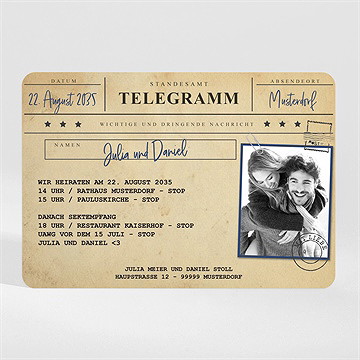 Hochzeitseinladung hochzeitstelegramm - magnet
