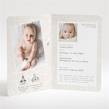 Einladung Taufe reisepass zur taufe - Vue 2