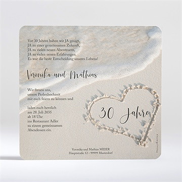 Einladung Hochzeitsjubiläum Spuren Im Sand - vue 2