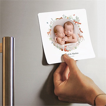 Geburtskarte Kleine Zwillinge - Magnet - vue 2