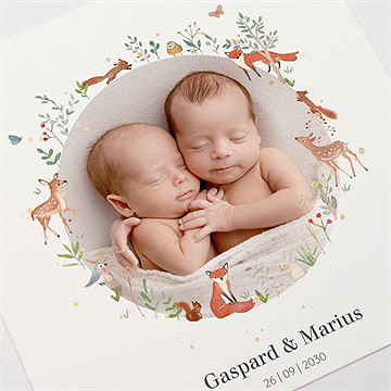 Geburtskarte Kleine Zwillinge - Gold - vue 3