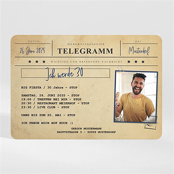 Geburtstagseinladung Geburtstagstelegramm - Magnet