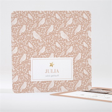 Einladung Taufe kleines vögelchen - gold