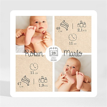 Geburtskarte Unsere Zwillinge - Magnet