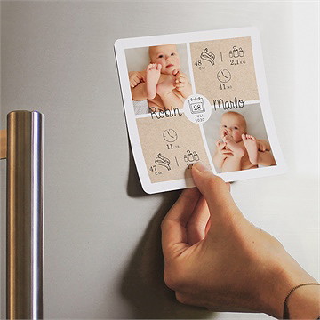 Geburtskarte Unsere Zwillinge - Magnet - vue 2