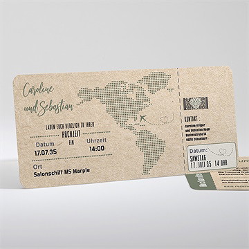 Hochzeitseinladung flugticket vintage