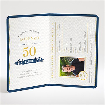 Geburtstagseinladung reisepass zum geburtstag 50 - vue 2