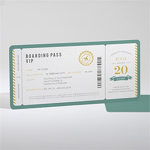Geburtstagseinladung boarding-pass 20 jahre