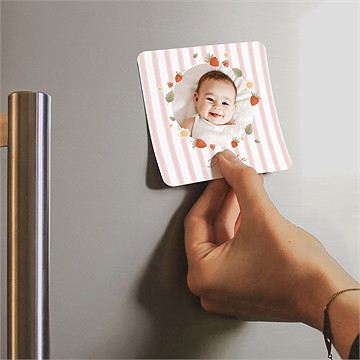 Dankeskarte Geburt fruchtige erdbeeren - magnet - vue 2