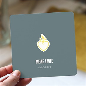 Einladung Taufe brennendes herz - quadrat