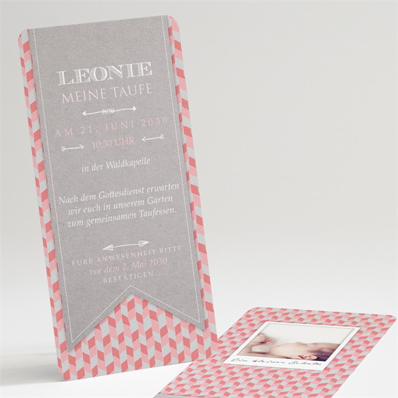 Einladung Taufe Rosa Mosaik ref.N22126
