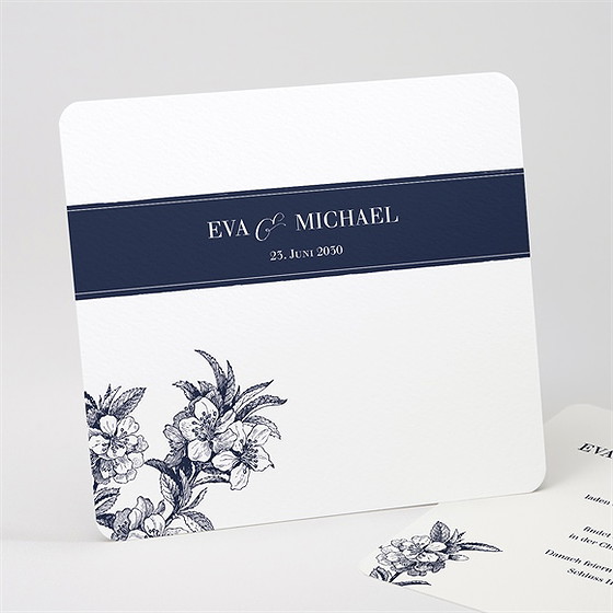 Hochzeitseinladung Gravur Marineblau