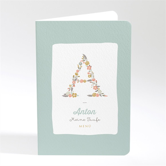 Menükarte Taufe Blumenalphabet Junge ref.N401798