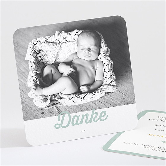 Dankeskarte Taufe Blumenalphabet Junge