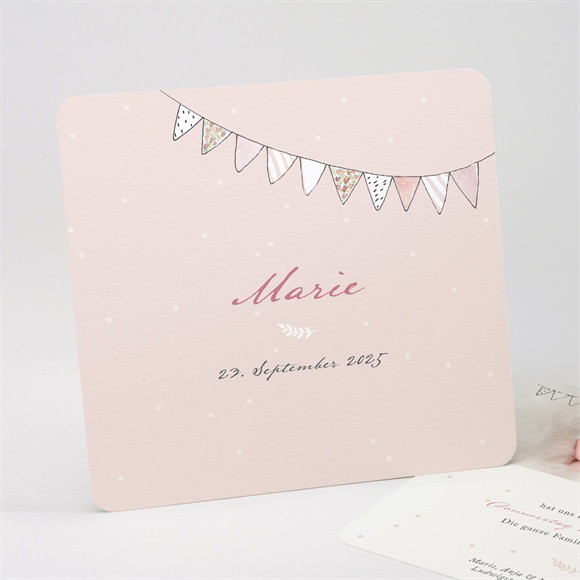 Geburtskarte Fahnengirlande Rosa ref.N311212