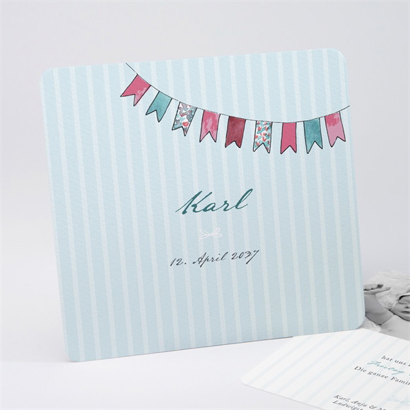 Geburtskarte Fahnengirlande Blau ref.N311213