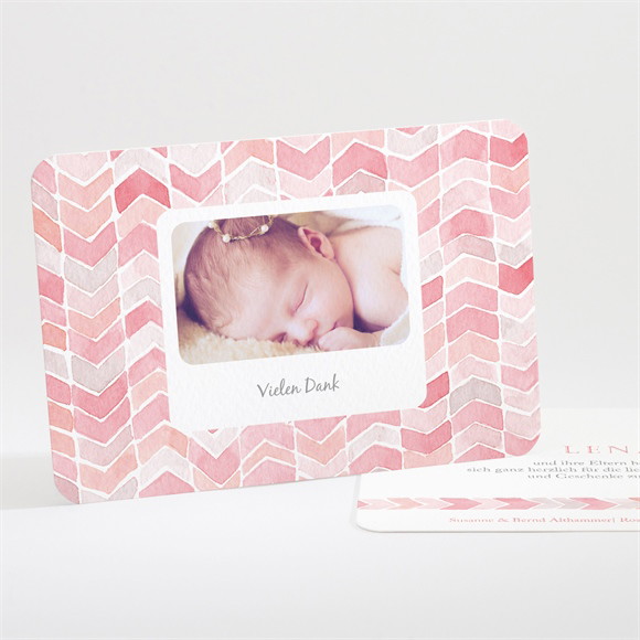 Dankeskarte Geburt Aquarellmuster Rosa ref.N111209