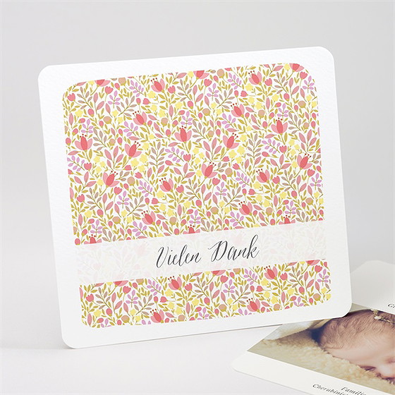 Dankeskarte Geburt blumenmeer