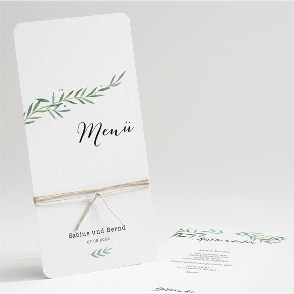 Menükarte Hochzeit Zarte Blätterranke ref.N22169