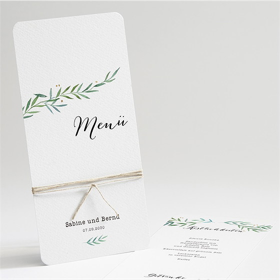 Menükarte Hochzeit Zarte Blätterranke