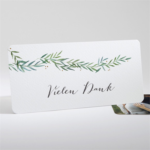 Dankeskarte Hochzeit Zarte Blätterranke ref.N13185