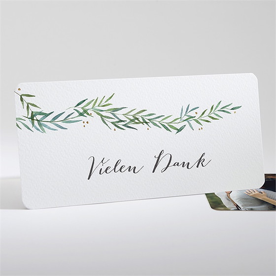 Dankeskarte Hochzeit Zarte Blätterranke