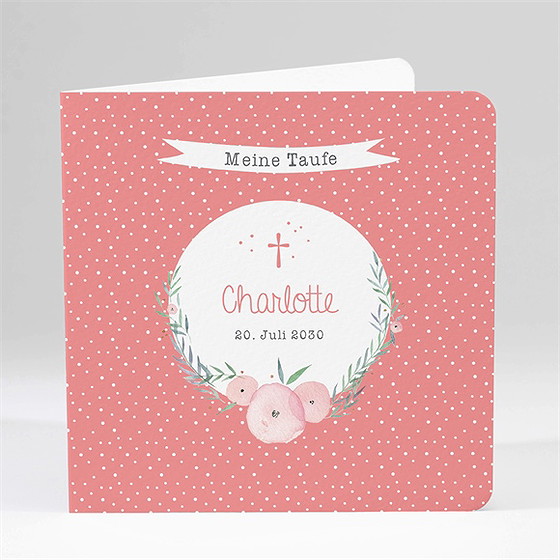 Einladung Taufe Pünktchen Mit Blumen