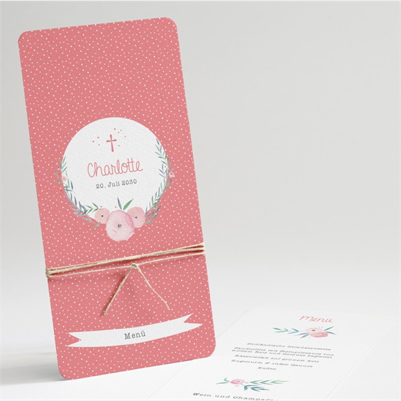 Menükarte Taufe Pünktchen rot ref.N22173