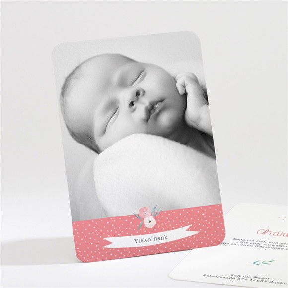 Dankeskarte Taufe Pünktchen rot ref.N211180