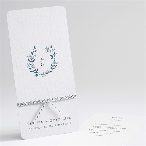 Menükarte Hochzeit Blätterkranz mit Farbenspiel ref.N22176