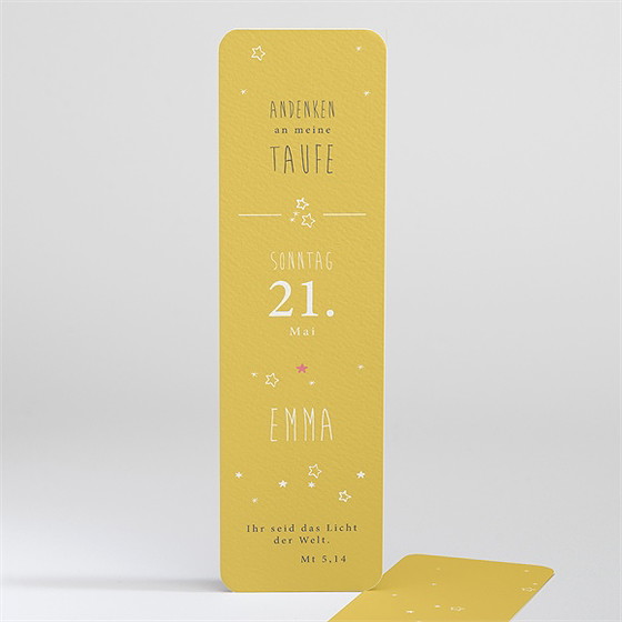 Andenken Taufe Unser Star Gelb