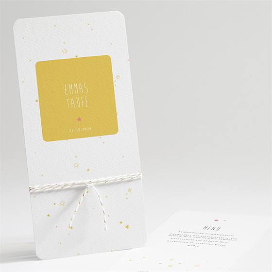 Menükarte Taufe Unser Star Gelb