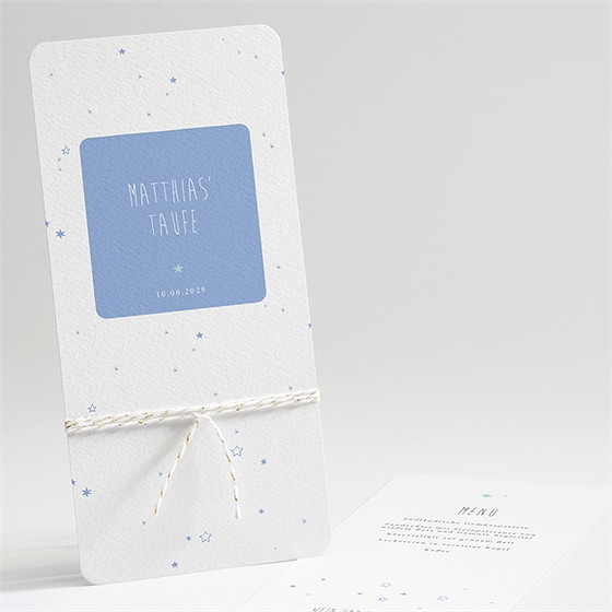 Menükarte Taufe unser star blau