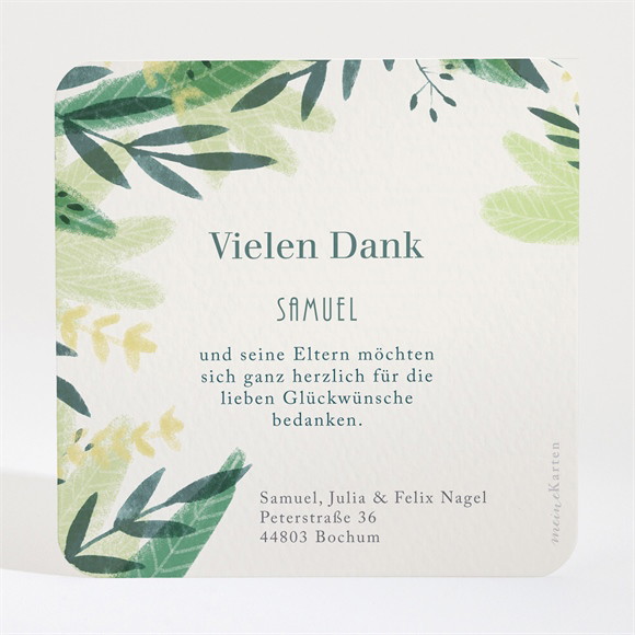 Dankeskarte Geburt Grüne Oase ref.N3001528