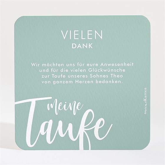 Dankeskarte Taufe silbernes kreuz