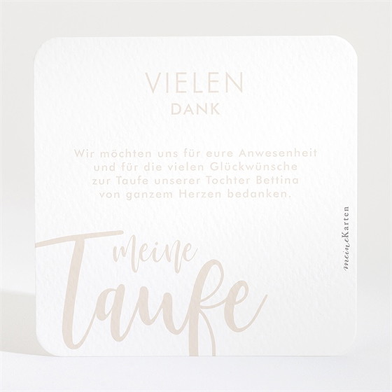 Dankeskarte Taufe kupfer schrift