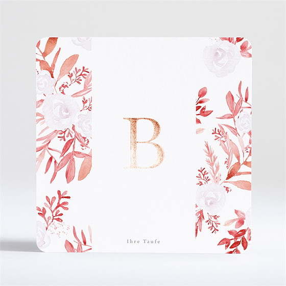 Einladung Taufe pflanzenschmuck rot
