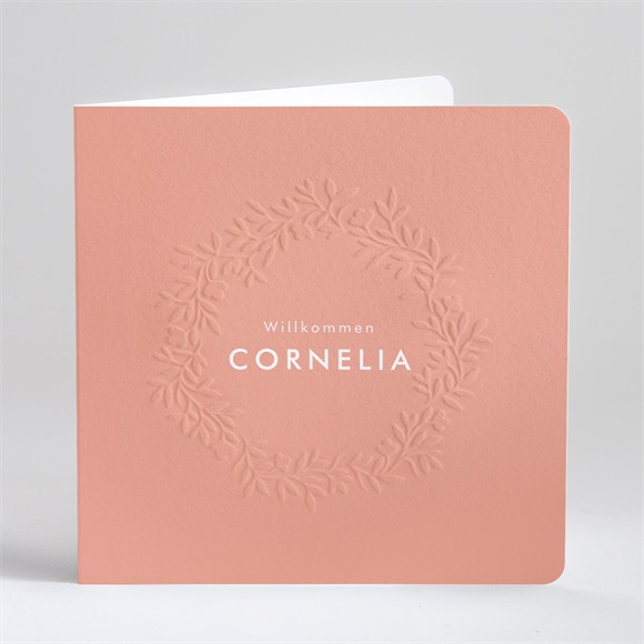 Geburtskarte Blumenkranz Prägung ref.N46124