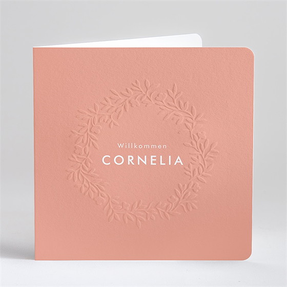 Geburtskarte Blumenkranz Prägung
