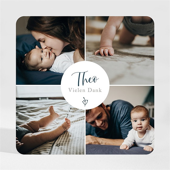 Dankeskarte Geburt Foto-Collage  - Magnet