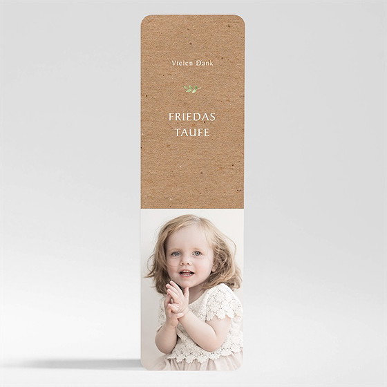 Dankeskarte Taufe Kraftpapier Und Pflanzenmotiv