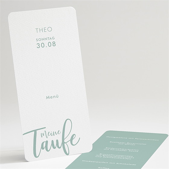 Menükarte Taufe silbernes kreuz