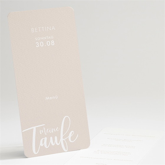 Menükarte Taufe Kupfer Schrift