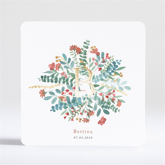 Geburtskarte Blumenstrauß - Gold