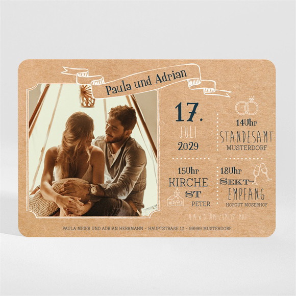 Hochzeitseinladung Postkarte ref.N110205