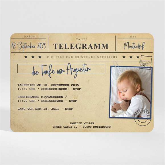Einladung Taufe Telegramm zur Taufe - Magnet ref.N110225