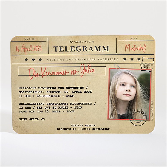 Einladung Kommunion Kommunionstelegramm