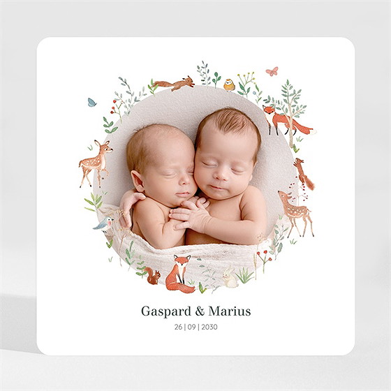 Geburtskarte Kleine Zwillinge - Magnet