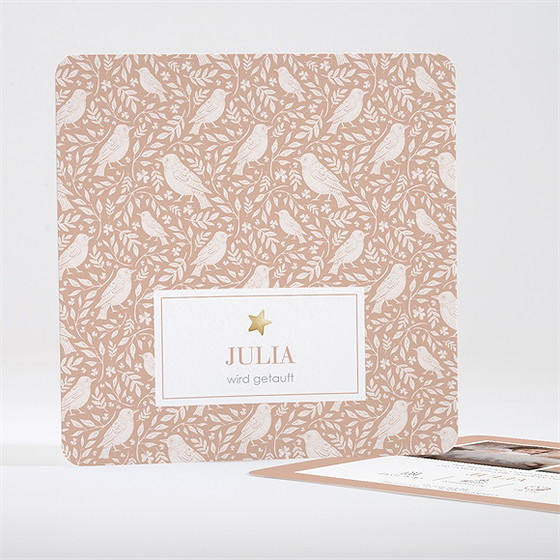 Einladung Taufe Kleines Vögelchen - Gold